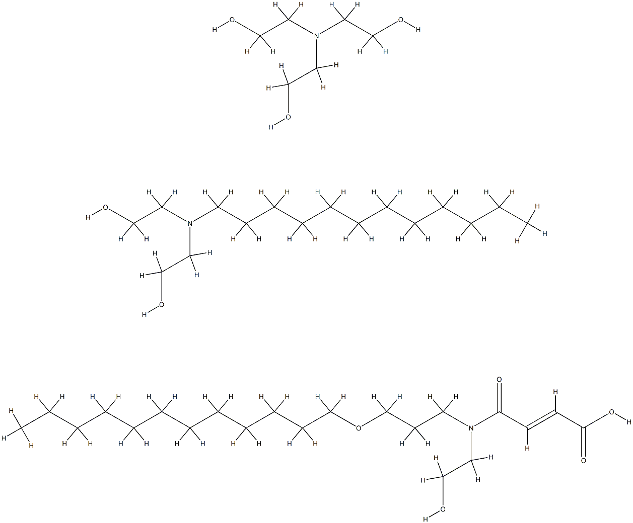 4-[[3-(dodecyloxy)propyl](2-hydroxyethyl)amino]-4-oxobut-2-enoic acid, compound with 2,2'-(dodecylimino)diethanol and 2,2',2''-nitrilotriethanol 구조식 이미지