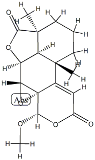 (17S)-6β,17-Dihydroxy-17-methoxy-7α,8α-epoxy-12-des(1-methylpropyl)labda-9(11)-ene-12,19-dioic acid 12,17:19,6-bislactone 구조식 이미지