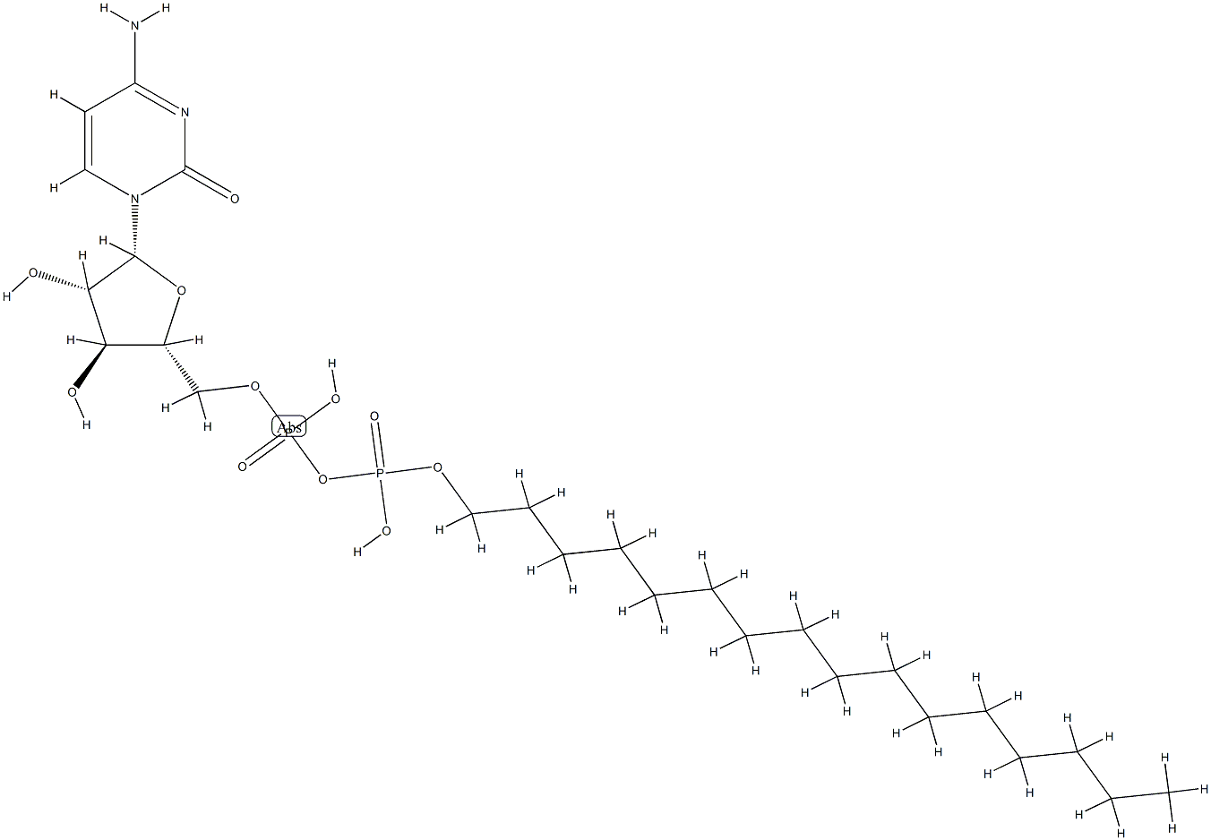 P(1)-(1-hexadecyl)-P(2)-(1-beta-arabinofuranosylcytosin-5'-yl)pyrophosphate Structure