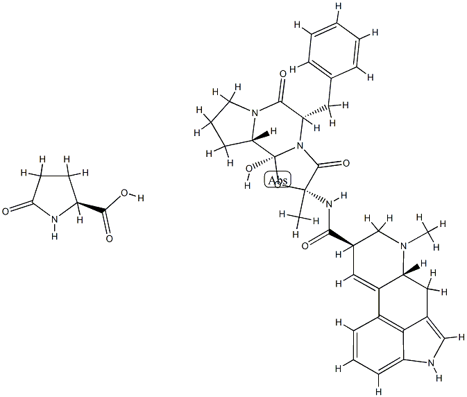 5-oxo-L-proline, compound with 5'alpha-benzyl-12'-hydroxy-2'-methylergotaman-3',6',18-trione (1:1) Structure