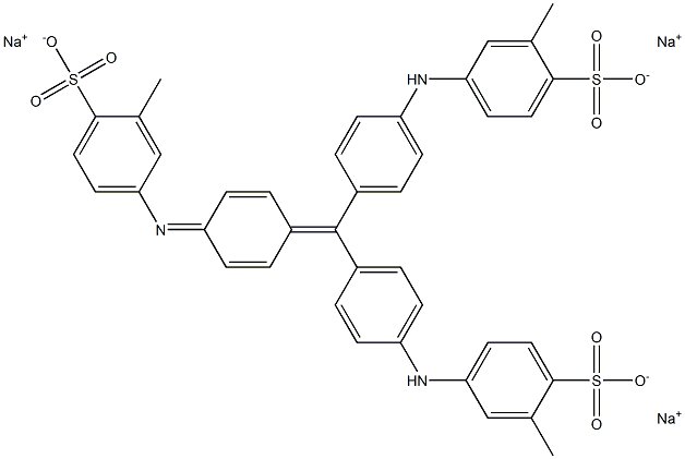 trisodium 2-methyl-4-[4-[4,4'-bis[4-(3-methyl-4-sulphonatoanilino)phenyl]methylene]phenylideneamino]benzenesulphonate Structure