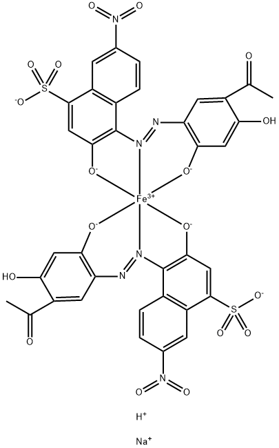 disodium hydrogen bis[4-[(5-acetyl-2,4-dihydroxyphenyl)azo]-3-hydroxy-7-nitronaphthalene-1-sulphonato(3-)]ferrate(3-) Structure