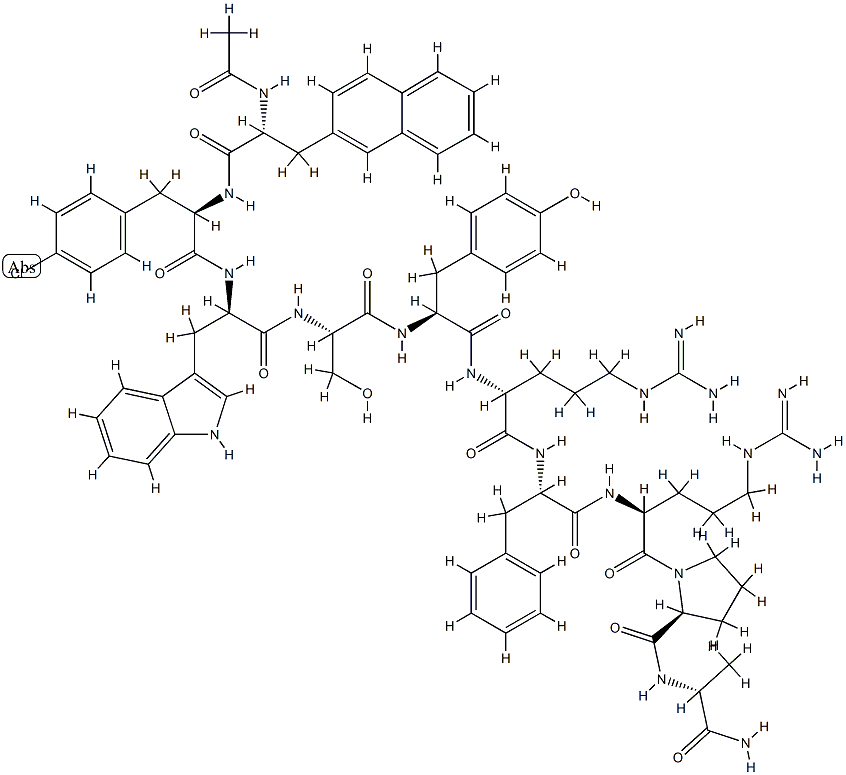 LHRH, (N)-Ac-3(2-naphthyl)Ala(1)-(4-Cl-Phe)(2)-Trp(3)-Arg(6)-Phe(7)-AlaNH2(10)- 구조식 이미지
