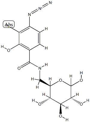 N-(4-iodoazidosalicyl)-6-amido-6-deoxyglucopyranose Structure