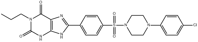 8-[4-[4-(4-Chlorophenzyl)piperazide-1-sulfonyl)phenyl]]-1-propylxanthine 구조식 이미지