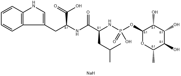 N-[N-[[(6-데옥시-α-L-만노피라노실)옥시]히드록시포스피닐]-L-류실]-L-트립토판,나트륨염(1:1) 구조식 이미지