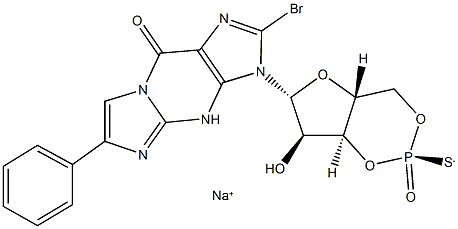 RP-8-브로모-베타-페닐-1,N2-에테노구아노신3',5'-환상모노포스포로티오에이트나트륨염수화물 구조식 이미지