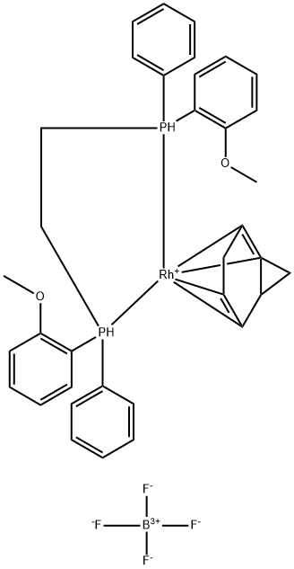 (2,3,5,6-H)-BICYCLO[2.2.1]HEPTA-2,5-DIENE][(1R,1''R)-[1,2-ETHANEDIYLBIS[(2-METHOXYPHENYL)PHENYLPHOSPHINE]RHODIUM(I)- TETRAFLUOROBORATE 구조식 이미지