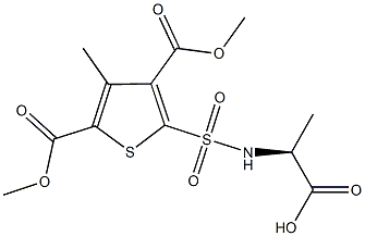 (2S)-2-({[3,5-bis(methoxycarbonyl)-4-methylthien-2-yl]sulfonyl}amino)propanoic acid Structure