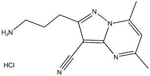 2-(3-aminopropyl)-5,7-dimethylpyrazolo[1,5-a]pyrimidine-3-carbonitrile hydrochloride Structure