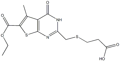 3-({[6-(ethoxycarbonyl)-5-methyl-4-oxo-3,4-dihydrothieno[2,3-d]pyrimidin-2-yl]methyl}thio)propanoic acid 구조식 이미지