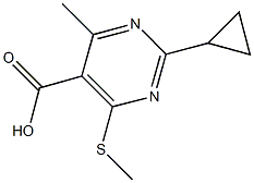 2-CYCLOPROPYL-4-METHYL-6-(METHYLTHIO)PYRIMIDINE-5-CARBOXYLIC ACID 구조식 이미지