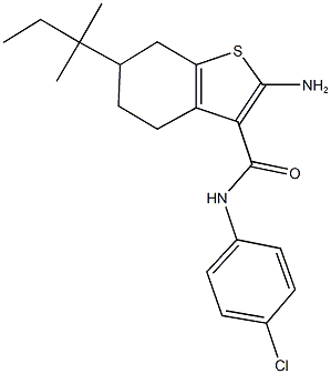 2-AMINO-N-(4-CHLOROPHENYL)-6-(1,1-DIMETHYLPROPYL)-4,5,6,7-TETRAHYDRO-1-BENZOTHIOPHENE-3-CARBOXAMIDE 구조식 이미지