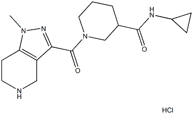 N-cyclopropyl-1-[(1-methyl-4,5,6,7-tetrahydro-1H-pyrazolo[4,3-c]pyridin-3-yl)carbonyl]piperidine-3-carboxamide hydrochloride Structure