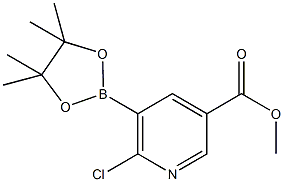 Methyl 6-chloro-5-(4,4,5,5-tetramethyl-1,3,2- dioxaborolan-2-yl)pyridine-3-carboxylate 구조식 이미지