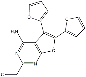 2-(CHLOROMETHYL)-5,6-DI-2-FURYLFURO[2,3-D]PYRIMIDIN-4-AMINE Structure