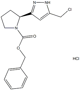 benzyl (2S)-2-[5-(chloromethyl)-1H-pyrazol-3-yl]pyrrolidine-1-carboxylate hydrochloride 구조식 이미지