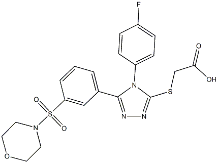 {4-(4-Fluoro-phenyl)-5-[3-(morpholine-4-sulfonyl)-phenyl]-4H-[1,2,4]triazol-3-ylsulfanyl}-acetic acid 구조식 이미지