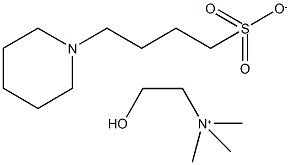 2-Hydroxy-N,N,N-trimethylethanaminium 4-(piperidin-1-yl)butane-1-sulfonate 구조식 이미지