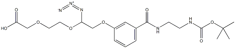 2-(2-(1-azido-2-(3-((2-((tert-butoxycarbonyl)amino)ethyl)carbamoyl)phenoxy)ethoxy)ethoxy)acetic acid Structure