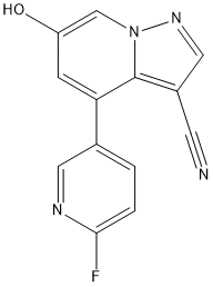 Pyrazolo[1,5-a]pyridine-3-carbonitrile, 4-(6-fluoro-3-pyridinyl)-6-hydroxy- 구조식 이미지