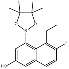 5-ethyl-6-fluoro-4-(4,4,5,5-tetramethyl-1,3,2-dioxaborolan-2-yl)-2-Naphthalenol Structure