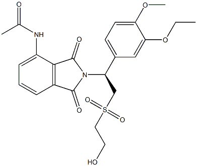 (S)-N-(2-(1-(3-ethoxy-4-methoxyphenyl)-2-((2-hydroxyethyl)sulfonyl)ethyl)-1,3-dioxoisoindolin-4-yl)acetamide Structure