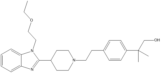 2-(4-(2-(4-(1-(2-ethoxyethyl)-1H-benzo[d]imidazol-2-yl)piperidin-1-yl)ethyl)phenyl)-2-methylpropan-1-ol Structure