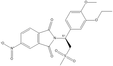 (S)-2-(1-(3-ethoxy-4-methoxyphenyl)-2-(methylsulfonyl)ethyl)-5-nitroisoindoline-1,3-dione 구조식 이미지