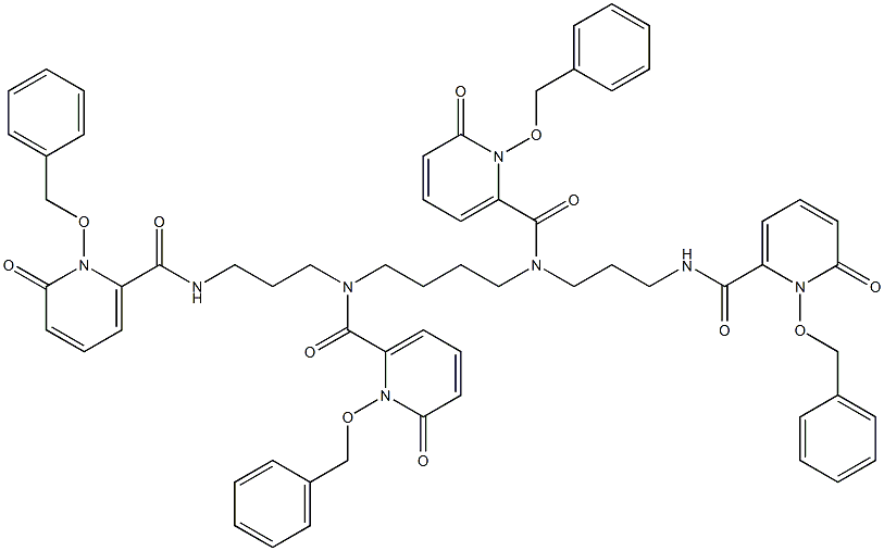 N,N'-(butane-1,4-diyl)bis(1-(benzyloxy)-N-(3-(1-(benzyloxy)-6-oxo-1,6-dihydropyridine-2-carboxamido)propyl)-6-oxo-1,6-dihydropyridine-2-carboxamide) Structure