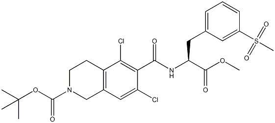 methyl (S)-2-(2-Boc-5,7-dichloro-1,2,3,4-tetrahydroisoquinoline-6-carboxamido)-3-(3-(methylsulfonyl)phenyl)propanoate Structure