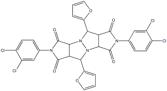 2,7-bis(3,4-dichlorophenyl)-5,10-di(2-furyl)tetrahydropyrrolo[3,4-c]pyrrolo[3',4':4,5]pyrazolo[1,2-a]pyrazole-1,3,6,8(2H,3aH,5H,7H)-tetrone 구조식 이미지