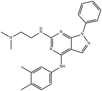 1H-Pyrazolo[3,4-d]pyrimidine-4,6-diamine, N6-[2-(dimethylamino)ethyl]-N4-(3,4-dimethylphenyl)-1-phenyl- Structure