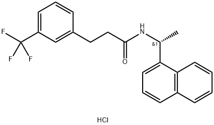 (R)-N-(1-(naphthalen-1-yl)ethyl)-3-(3-(trifluoromethyl)phenyl)propanamide 구조식 이미지