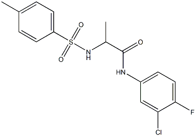 N-(3-chloro-4-fluorophenyl)-2-{[(4-methylphenyl)sulfonyl]amino}propanamide 구조식 이미지