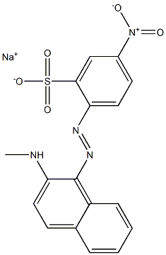 Benzenesulfonic acid, 2-[[2-(methylamino)-1-naphthalenyl]azo]-5-nitro-, monosodium salt 구조식 이미지