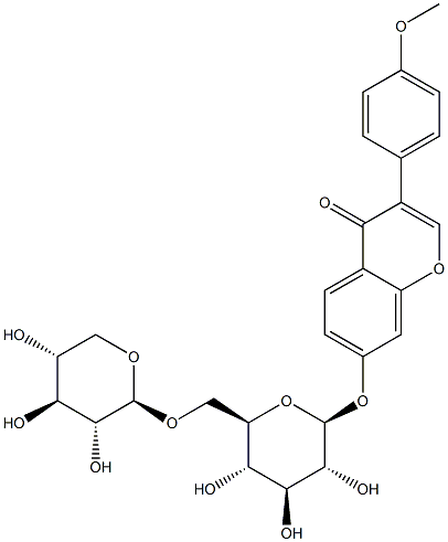 4H-1-Benzopyran-4-one,3-(4-methoxyphenyl)-7-[(6-O-b-D-xylopyranosyl-b-D-glucopyranosyl)oxy]- Structure