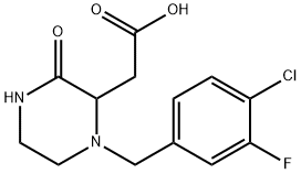 2-[1-(4-chloro-3-fluorobenzyl)-3-oxo-2-piperazinyl]acetic acid 구조식 이미지