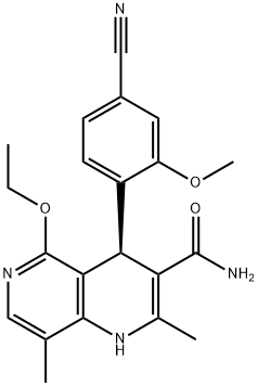 1,6-NAPHTHYRIDINE-3-CARBOXAMIDE, 4-(4-CYANO-2-METHOXYPHENYL)-5-ETHOXY-1,4-DIHYDRO-2,8-DIMETHYL-, (4R)- 구조식 이미지
