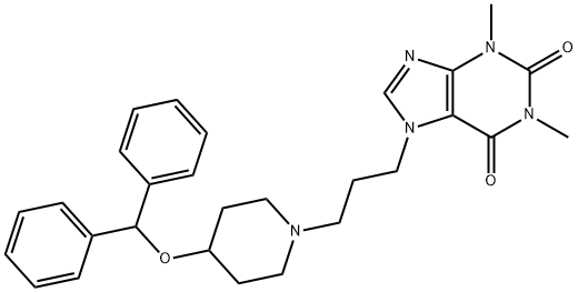 3,7-Dihydro-1,3-dimethyl-7-[3-[4-(diphenylmethoxy)-1-piperidinyl]propyl]-1H-purine-2,6-dione Structure