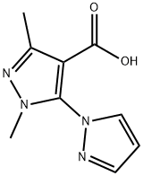1,3-dimethyl-5-(1H-pyrazol-1-yl)-1H-pyrazole-4-carboxylic acid 구조식 이미지