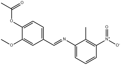 2-methoxy-4-{[(2-methyl-3-nitrophenyl)imino]methyl}phenyl acetate 구조식 이미지