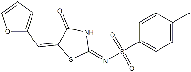 N-[5-(2-furylmethylene)-4-oxo-1,3-thiazolidin-2-ylidene]-4-methylbenzenesulfonamide 구조식 이미지