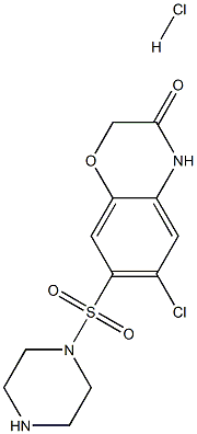 6-chloro-7-(piperazine-1-sulfonyl)-3,4-dihydro-2H-1,4-benzoxazin-3-one hydrochloride Structure