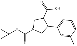 4-(3-methylphenyl)-1-[(2-methylpropan-2-yl)oxycarbonyl]pyrrolidine-3-carboxylic acid Structure