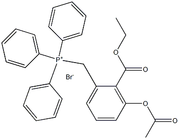 (3-Acetyloxy-2-ethoxycarbonylbenzyl)-triphenylphosphonium bromide Structure