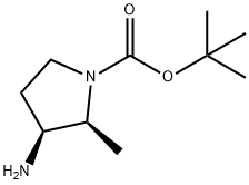 1-Pyrrolidinecarboxylic acid, 3-amino-2-methyl-, 1,1-dimethylethyl ester, (2S,3S)- Structure