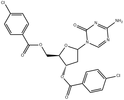 4-Amino-1-[3,5-bis-O-(4-chlorobenzoyl)-2-deoxy-D-erythro-pentofuranosyl]-1,3,5-triazin-2(1H)-one 구조식 이미지