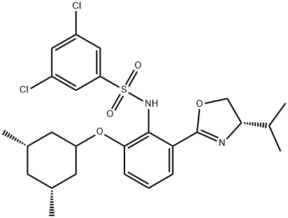 Benzenesulfonamide, 3,5-dichloro-N-[2-[(4S)- 4,5-dihydro-4-(1-methylethyl)-2-oxazolyl]-6- [[(3R,5S)-3,5-dimethylcyclohexyl]oxy]phenyl]- Structure