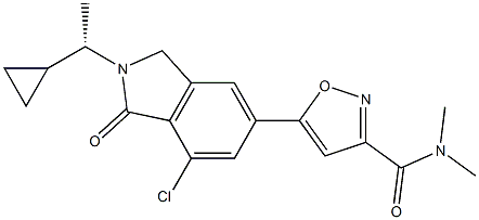 5-{7-chloro-2-[(1S)-1-cyclopropylethyl]-1-oxo-2,3-dihydro-1H-isoindol-5-yl}-N,N-dimethyl-1,2-oxazole-3-carboxamide Structure